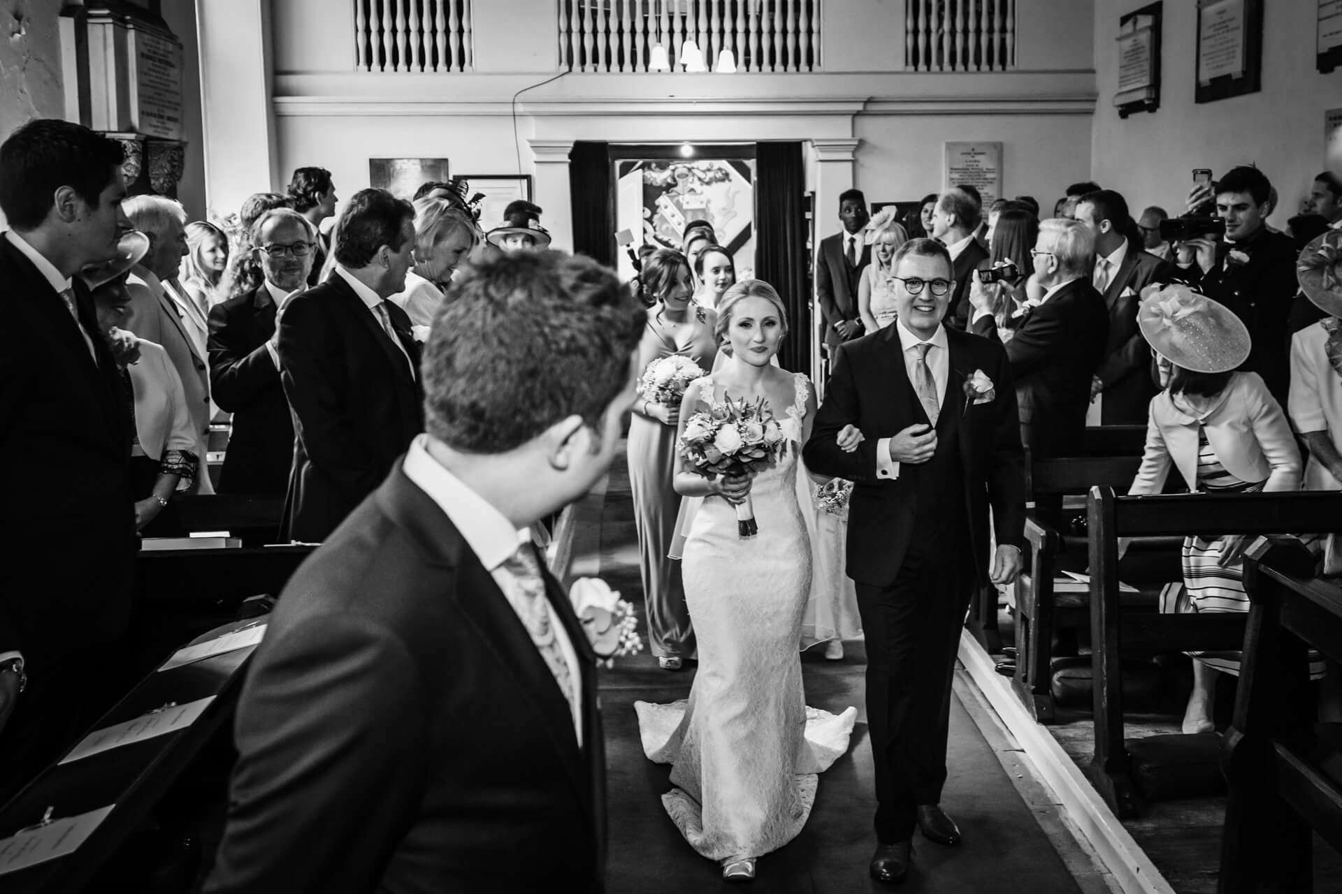 Denton Hall Wedding Photograpy - bride walking down the aisle