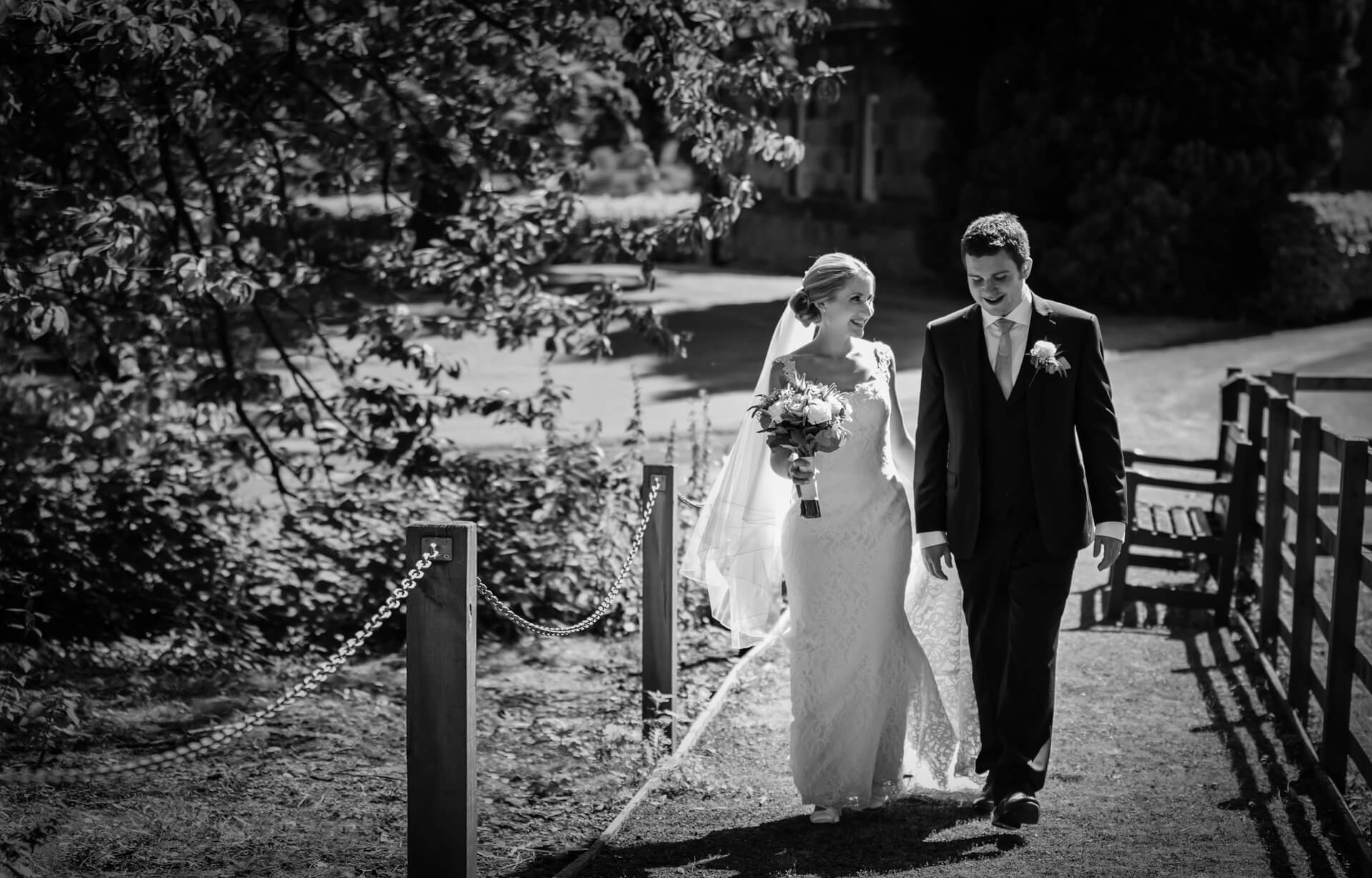 Denton Hall Wedding Photograpy - couple walking in the gardens
