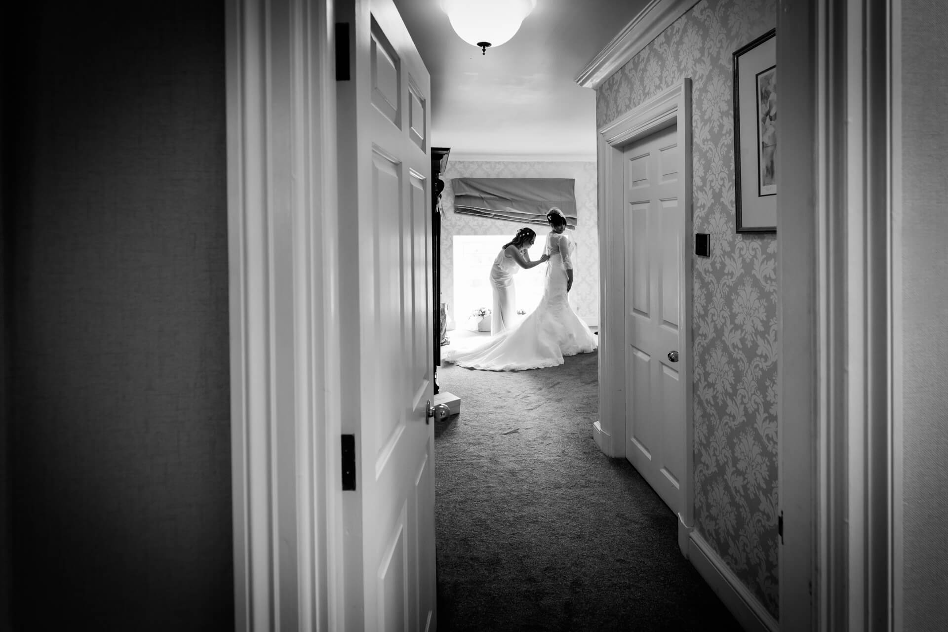 Bridal preparations at Hazlewood Castle Yorkshire
