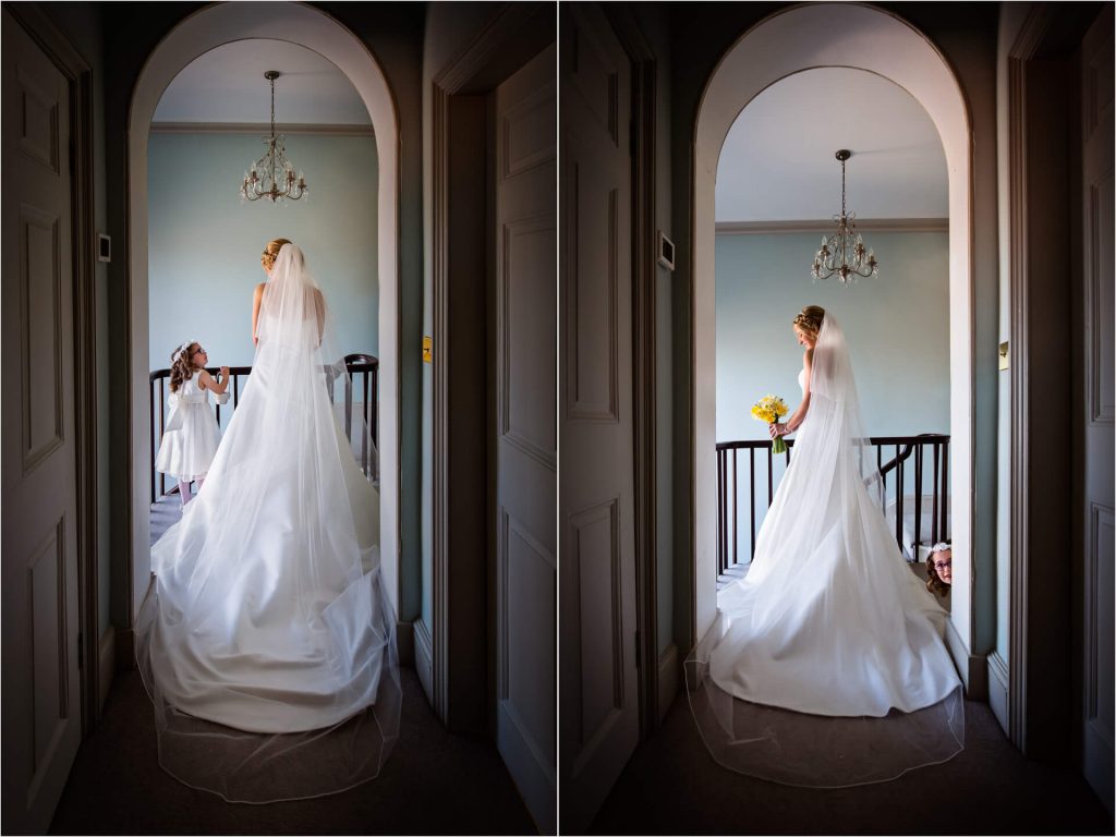 Hornington Manor Wedding Photography - flower girl talking to the bride