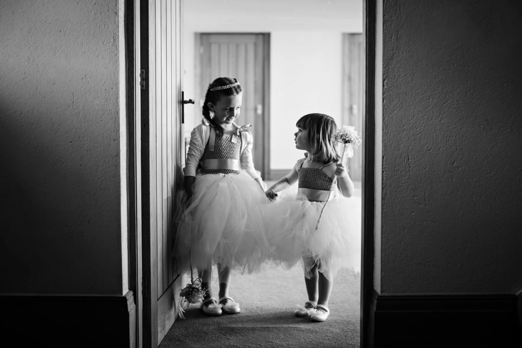 bridesmaids in doorway at Hornington Manor