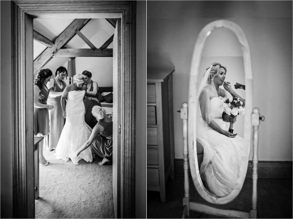 Bride getting ready at Hornington Manor