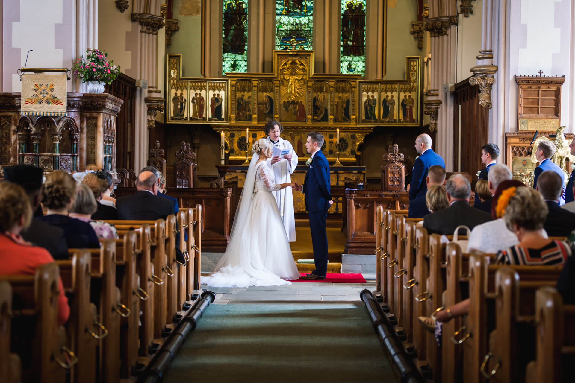Bride and groom take their vows