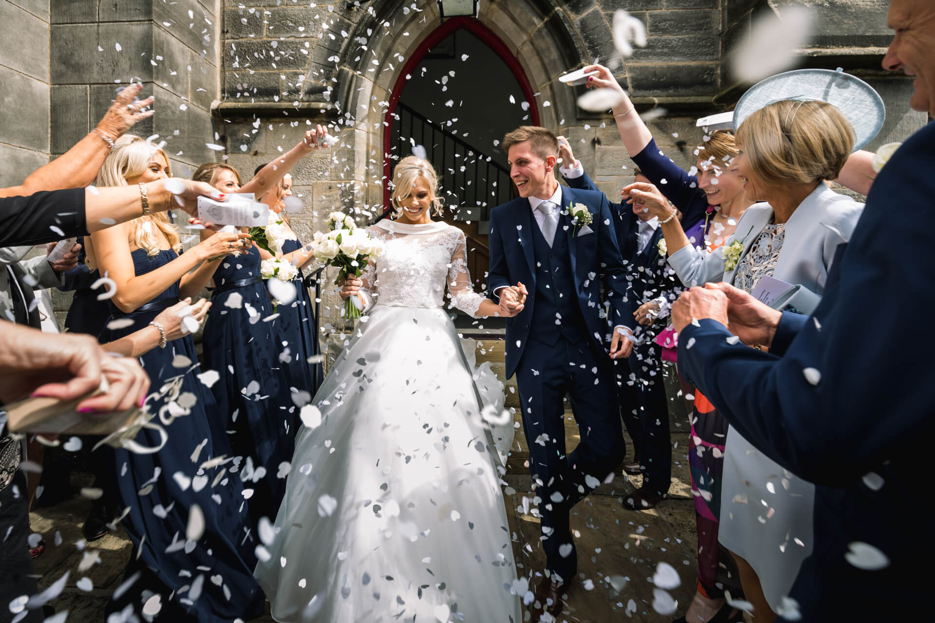 Couple underneath the confetti