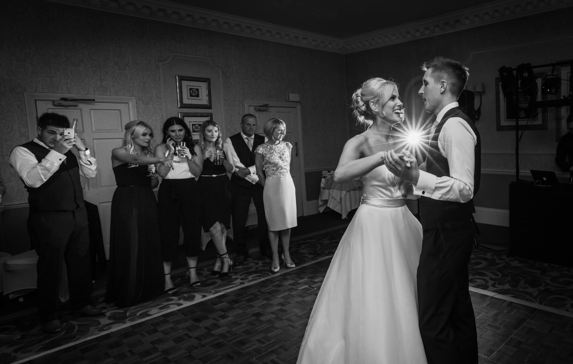 Couple's first dance at Wood Hall Hotel