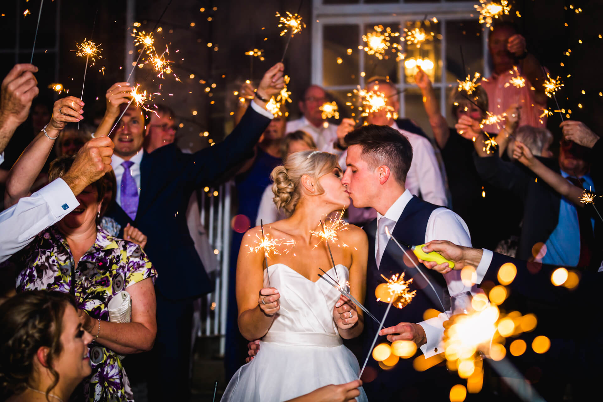 Wood Hall Hotel Wedding Photography - Sparkler shot