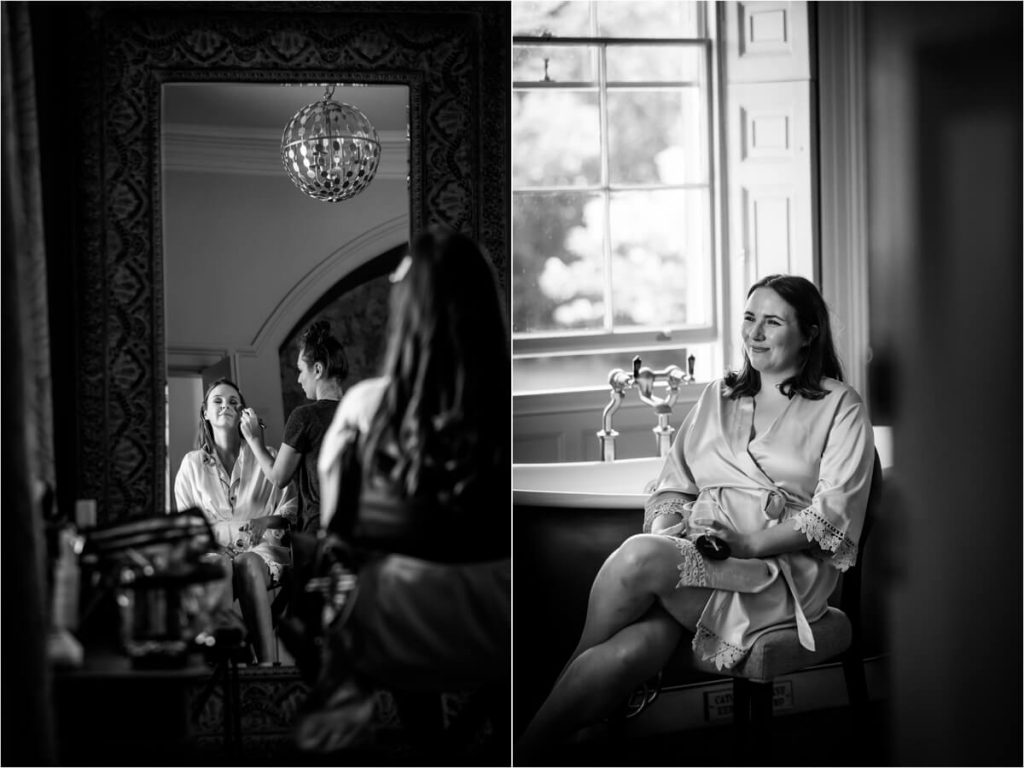 Bride and bridesmaid getting ready for the big day