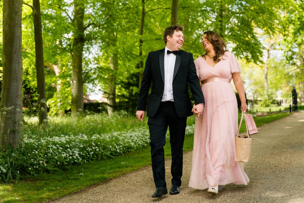 wedding guests arriving at the orangery at Settrington