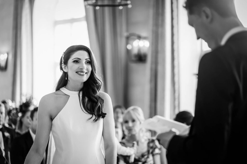 bride smiling during the ceremony