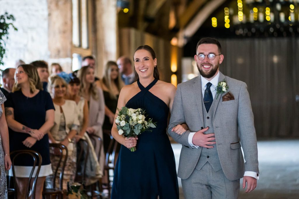 bridal party walking down the aisle