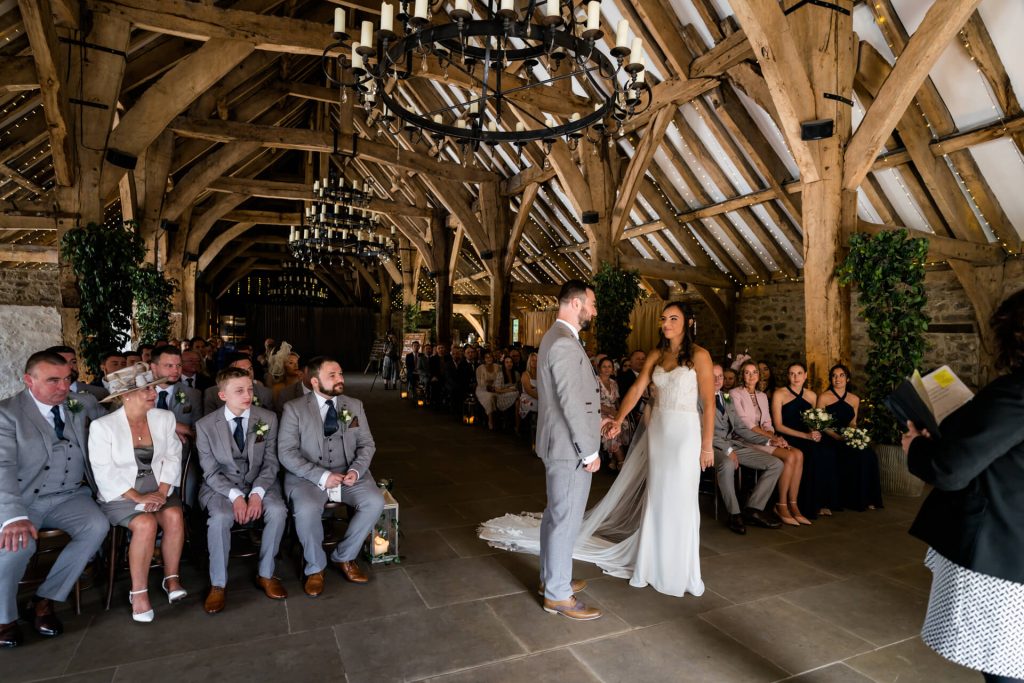 wedding ceremony at The Tithe Barn