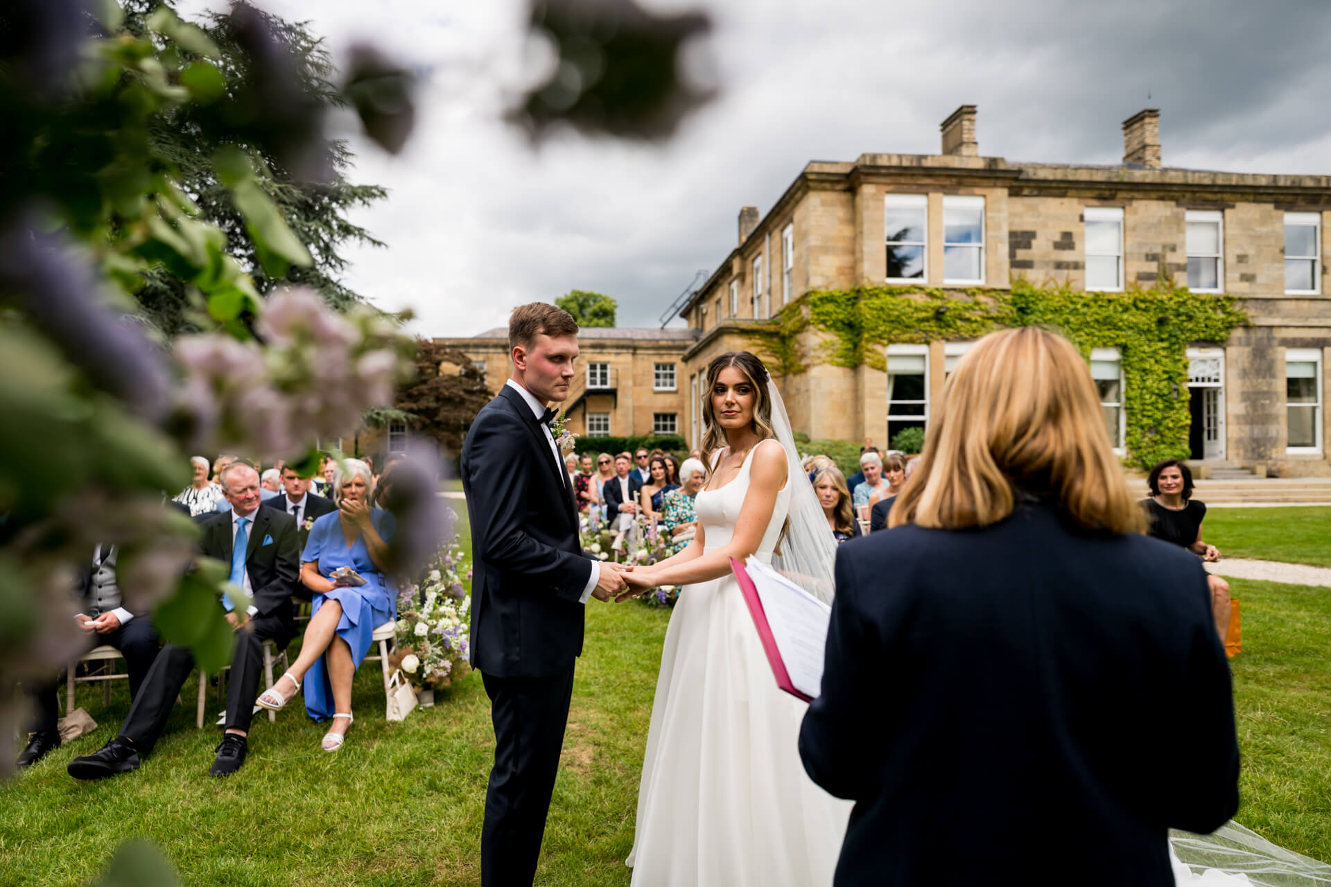 Outdoor wedding ceremony at Bowcliffe Hall