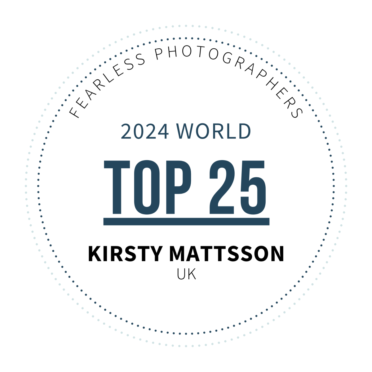 2024 World Top 25 Fearless Photographers award for Kirsty Mattsson