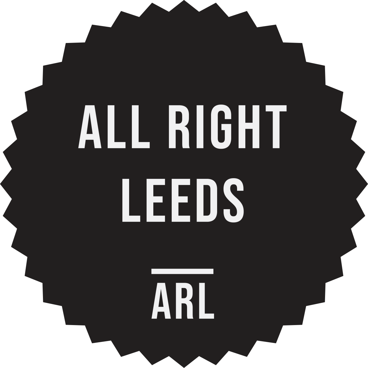 Logo with text 'All Right Leeds, ARL' in white on black.