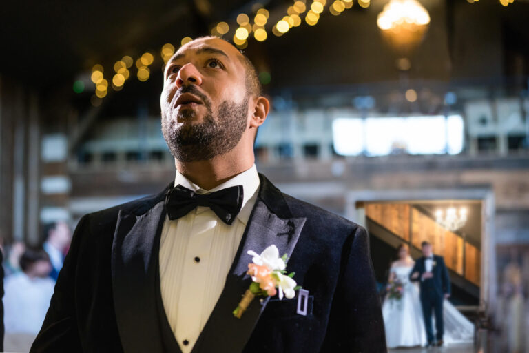 Man in tuxedo at wedding ceremony